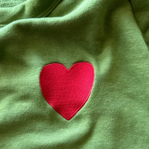 Aviator Nation Green Sweatshirt with Red Heart - Picture 4 of 5